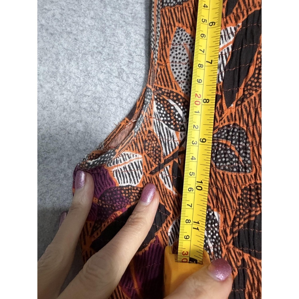 Jane Ashley Dress Womens M Orange Floral Smocked Scoop Neck Maxi Sundress Boho - Picture 6 of 12